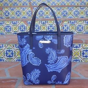 Michael Kors Medium top zip blue paisley tote NEW